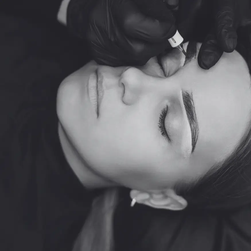 Maquillage permanent pour sourcils à Toulon chez Kanea Tattoo & Beauty Femme se faisant tatouer les sourcils Kanea Tattoo à Toulon.