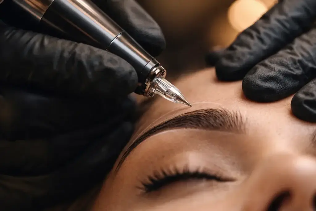 Maquillage permanent des sourcils à la machine électrique, effet poudré – Kanea Toulon
