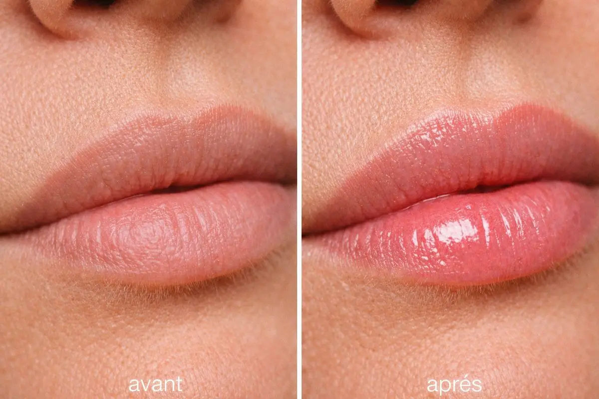 Avant après candy lips à Toulon – lèvres naturelles avant et résultat maquillage permanent après chez Kanea