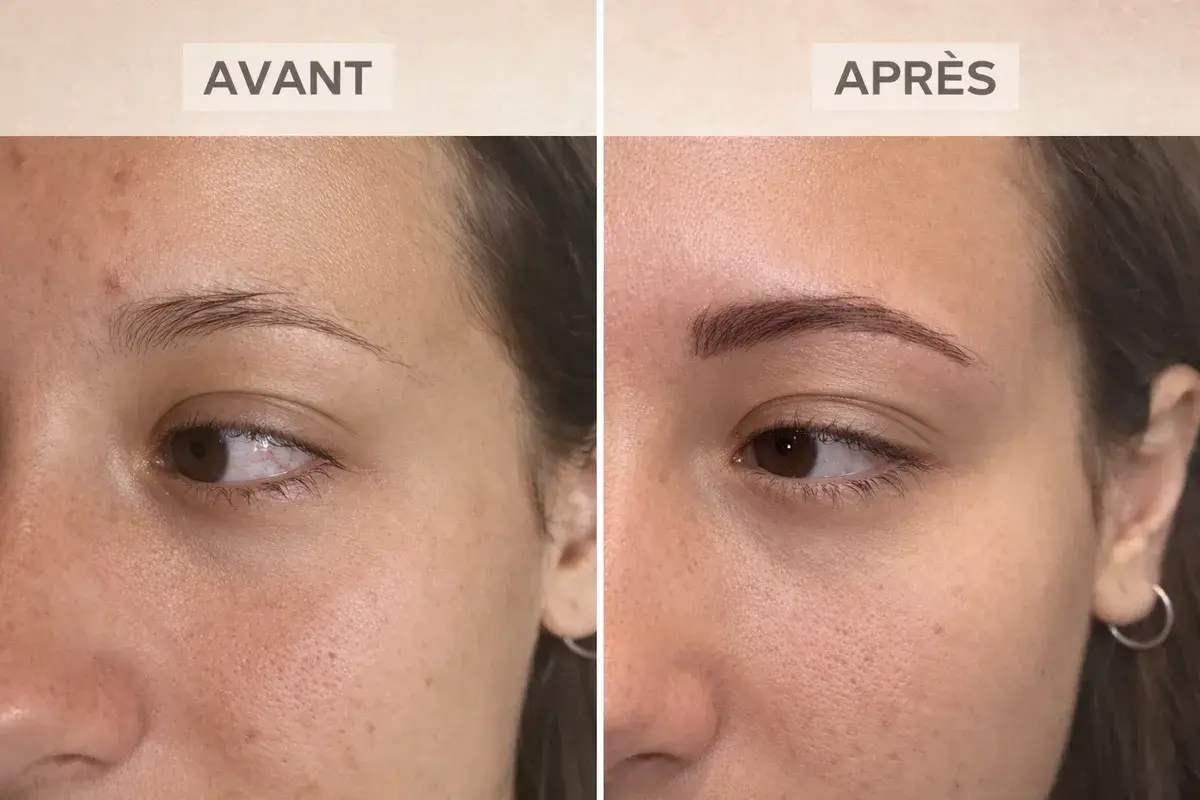 Maquillage permanent sourcils résultat cicatrisé avant après - Toulon