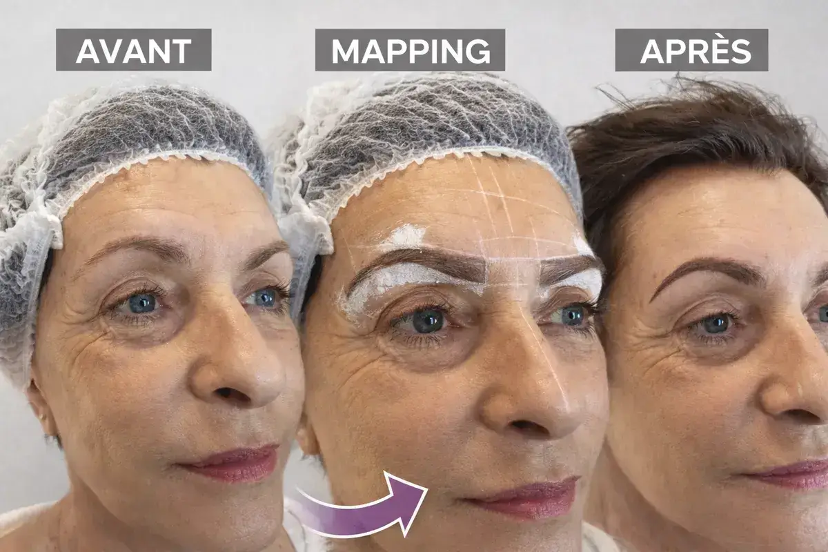 Mapping sourcils en microshading à Toulon : avant/après, technique de pré-tracé pour personnaliser la forme des sourcils selon la morphologie du visage