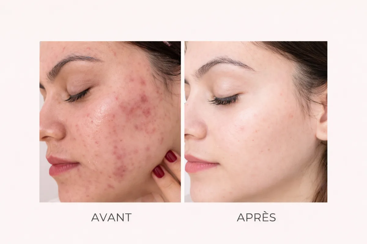Peeling visage acné avant après - résultat studio Kanea Toulon