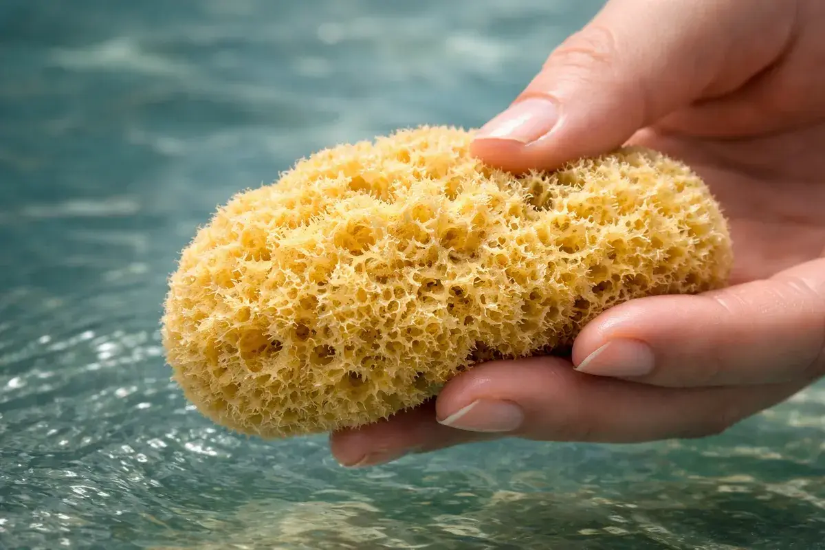 Éponge marine utilisée pour le peeling naturel du visage chez Kanea Tattoo & Beauty à Toulon