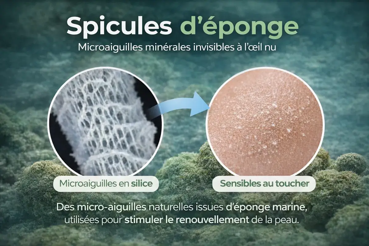 Macro des spicules de l'eponge marine pour peeling visage naturel, salon Kanea Toulon