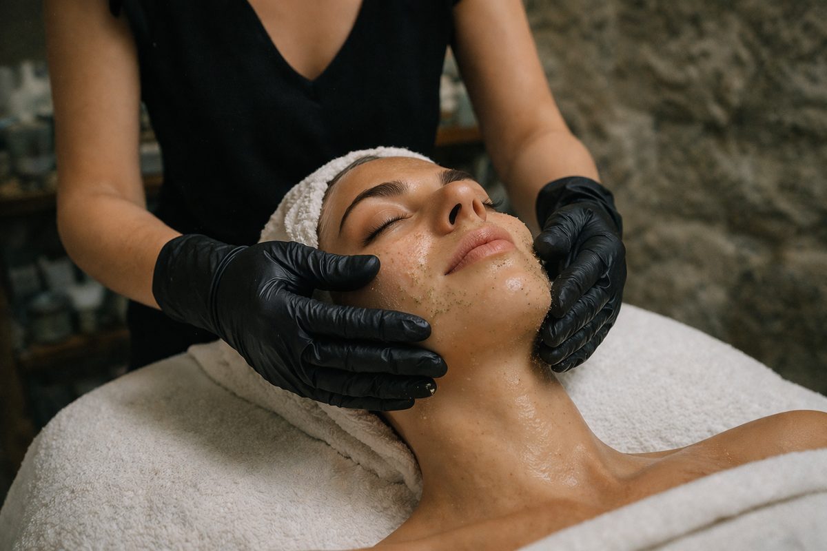 Séance de peeling visage au studio Kanea à Toulon – application du soin sur la cliente