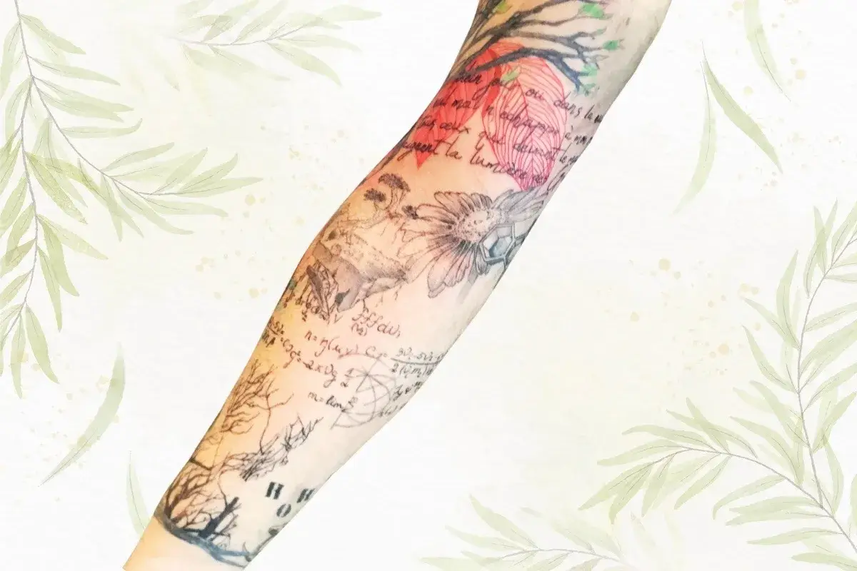 Tatouage bras homme fleur écriture arbre - Salon Kanea Toulon