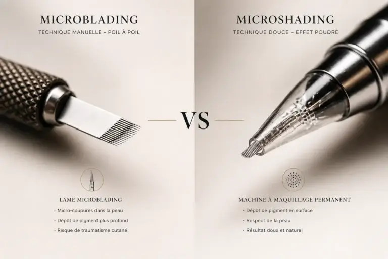 Comparaison microshading et microblading sourcils maquillage permanent salon Kanea Toulon