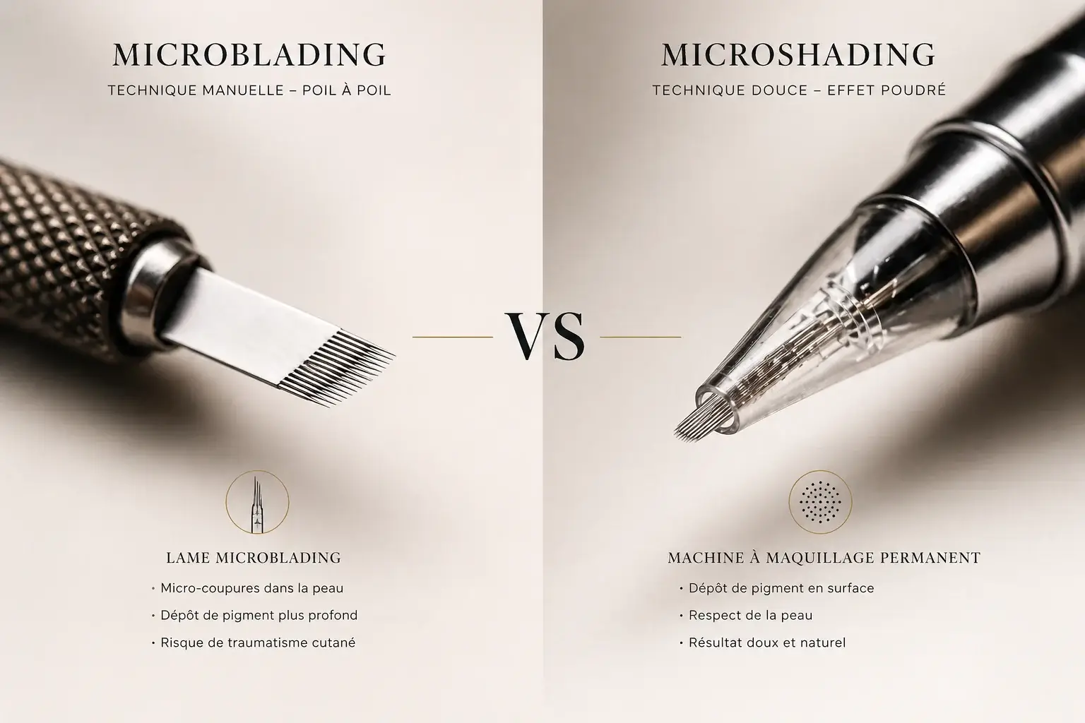Comparaison microshading et microblading sourcils maquillage permanent salon Kanea Toulon