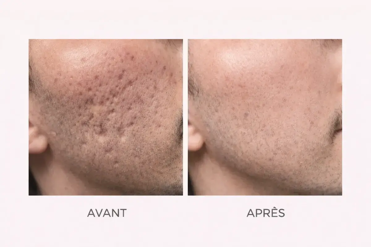 Traitement acné plasma froid cicatrice avant après - Salon Kanea Toulon