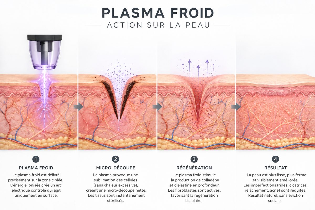 Schéma explicatif du plasma froid, technique non invasive, Kanea Toulon