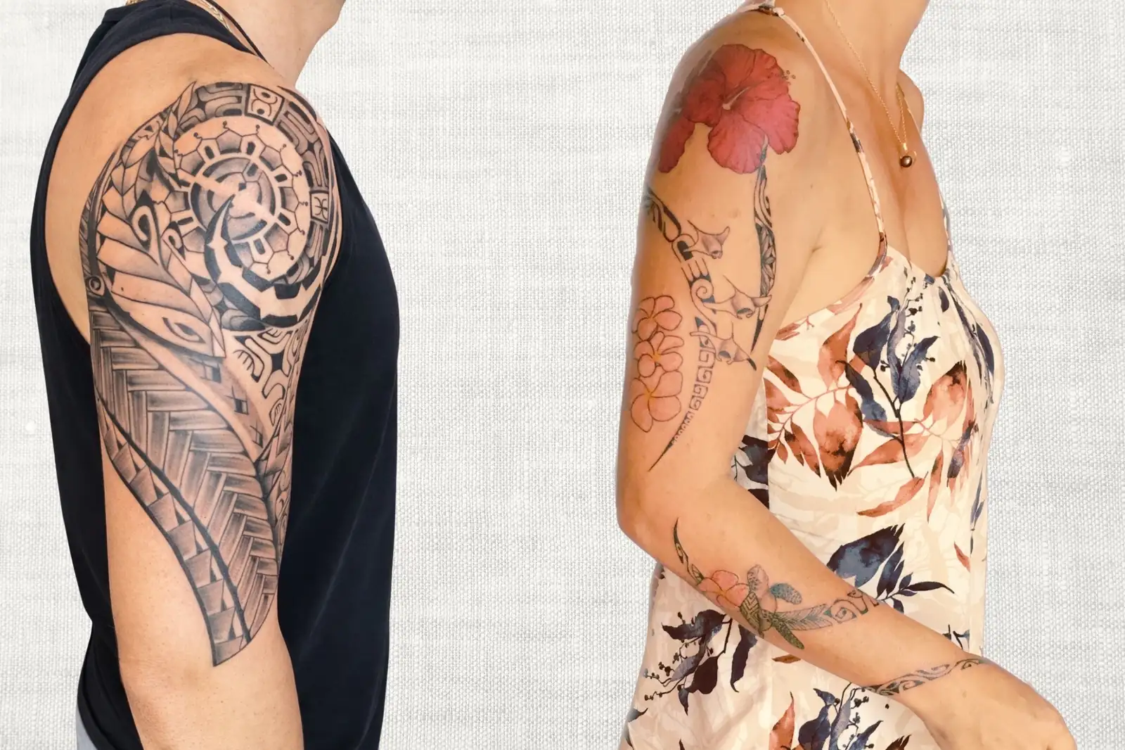 Tatouage polynésien bras et épaule, Toulon — Kanea